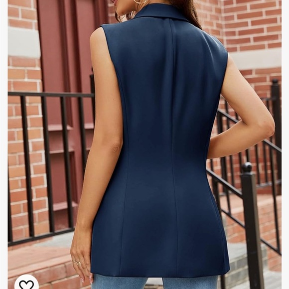 NWT Sleeveless Vest Blazer Longline Pearl Closure by New Collection - Picture 3 of 4